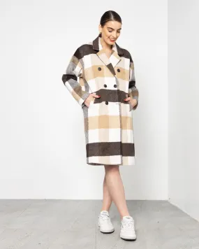 CHECKED V-COLLAR WOOL COAT 1997 - كوت