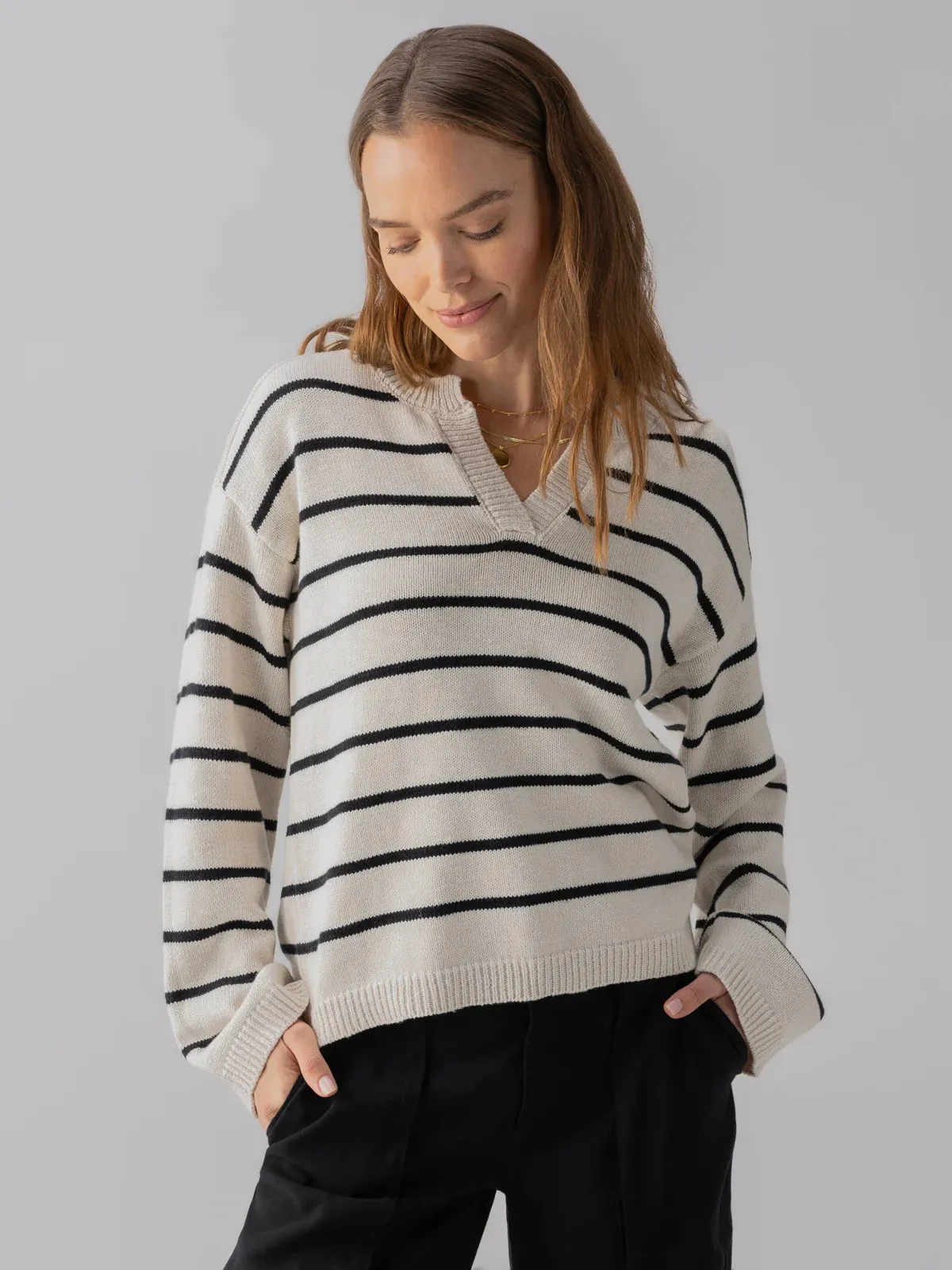 Chill Vibes Sweater | Chalk Black Stripe