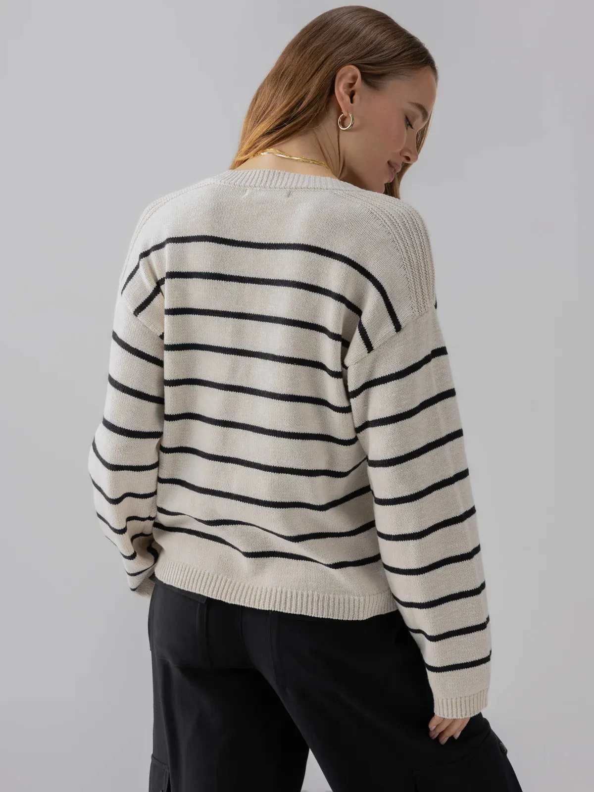 Chill Vibes Sweater | Chalk Black Stripe