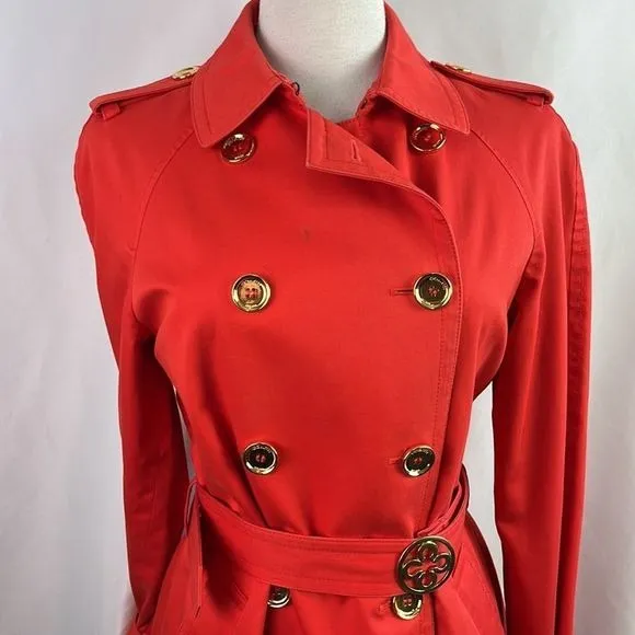 Coach Red DoubleBreasted Trench Coat