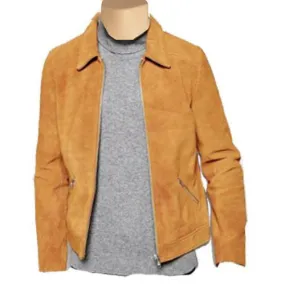 Collared Suede leather jacket