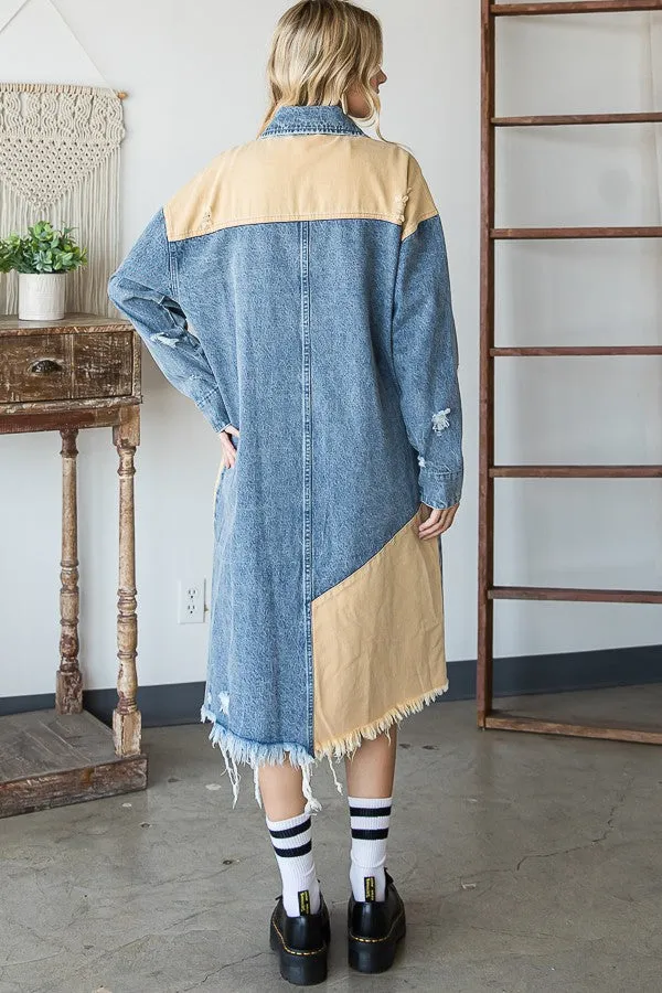 Colorblock Denim Duster