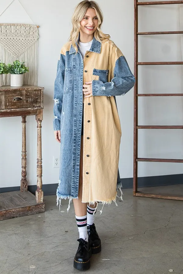 Colorblock Denim Duster