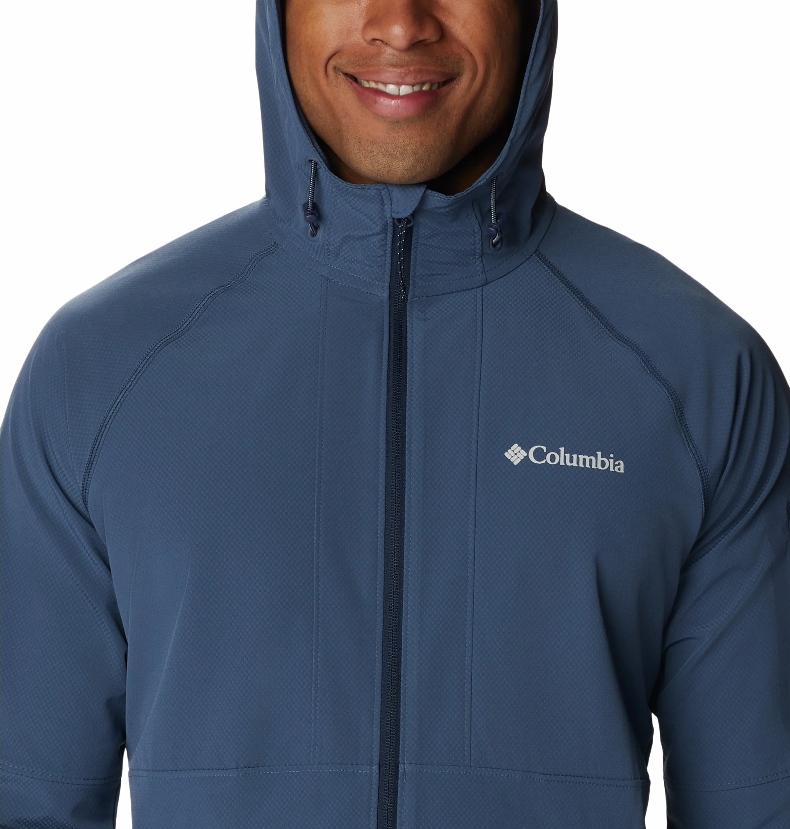 Columbia Mens Tall Heights Water Resistant Lightweight Hooded Softehell Jacket-BLUE