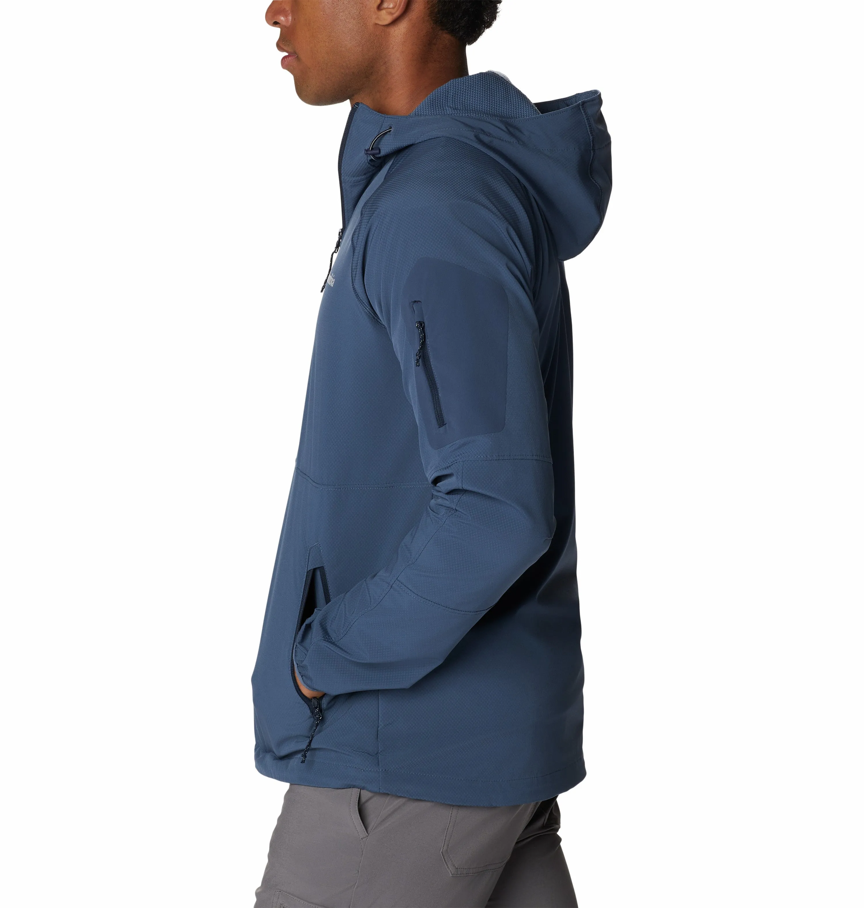 Columbia Mens Tall Heights Water Resistant Lightweight Hooded Softehell Jacket-BLUE