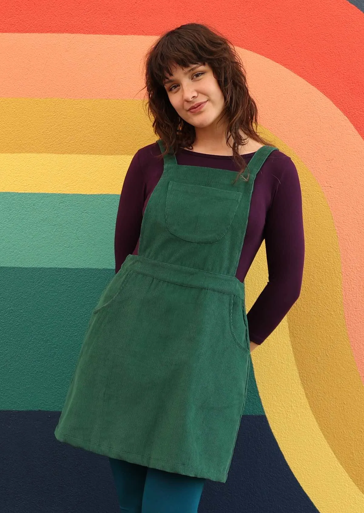 Corduroy Pinafore Hunter Green