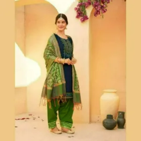 Cotton Silk Patiala Suit - Green