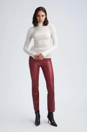 Crimson Leather Ankle Flare Leggings