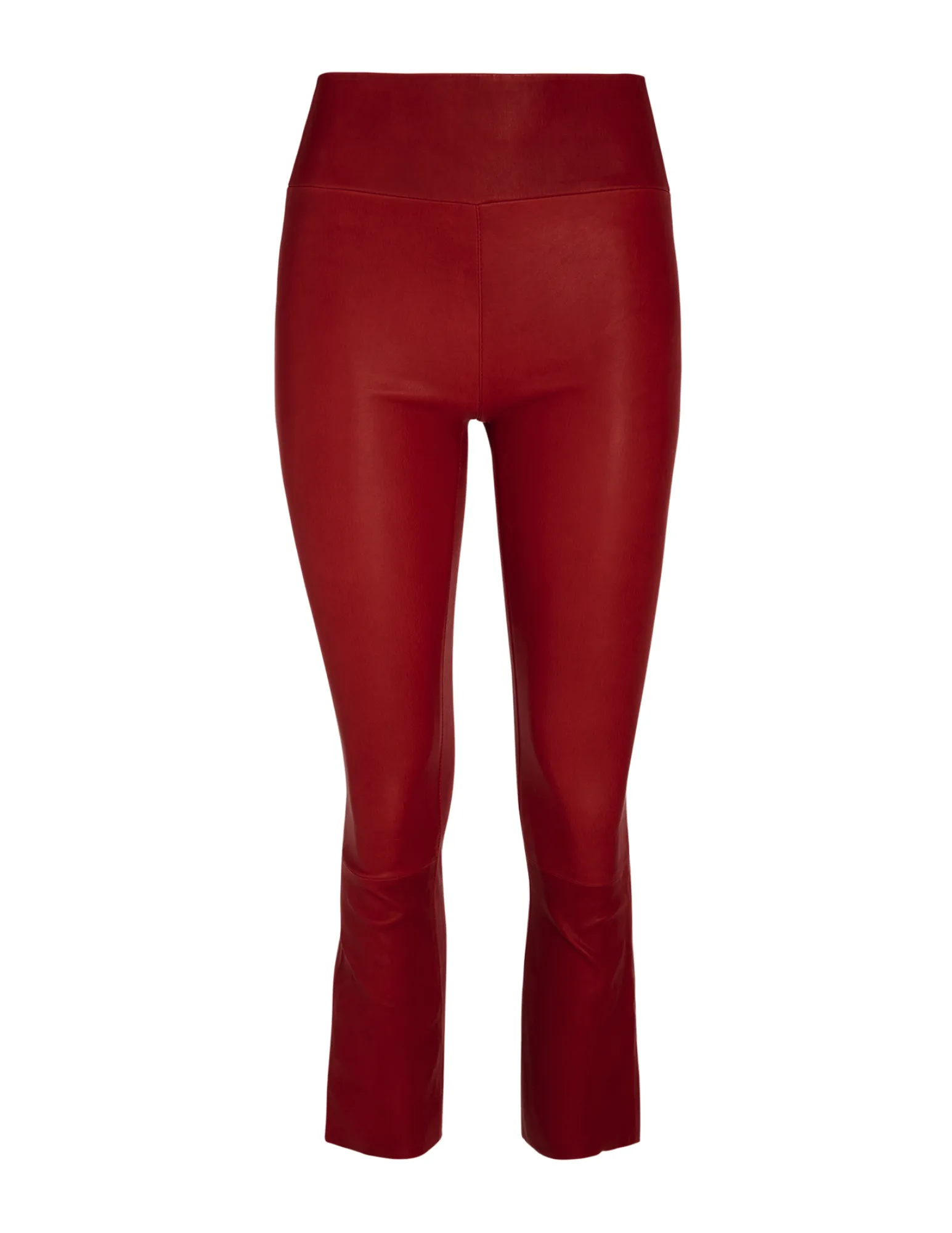 Crimson Leather Crop Flare Leggings