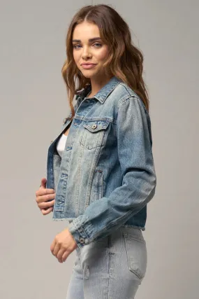 Cropped fringed denim Jacket