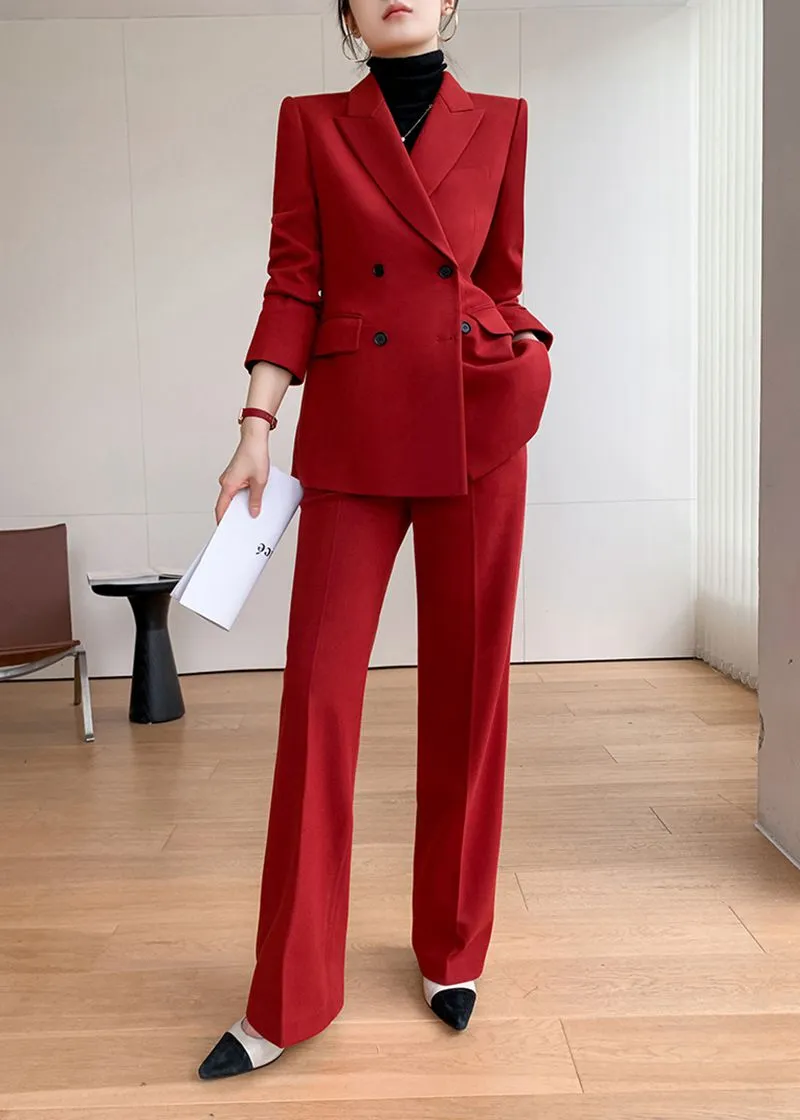 Double-breasted Blazer Pantsuit Set