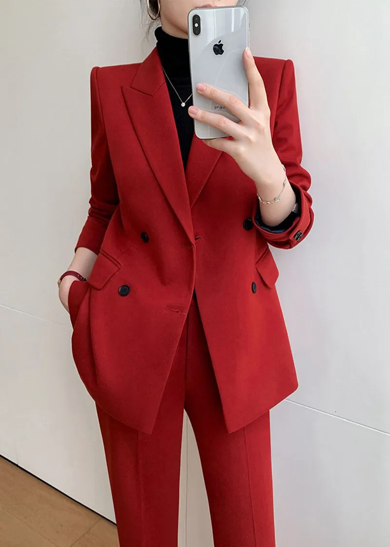 Double-breasted Blazer Pantsuit Set