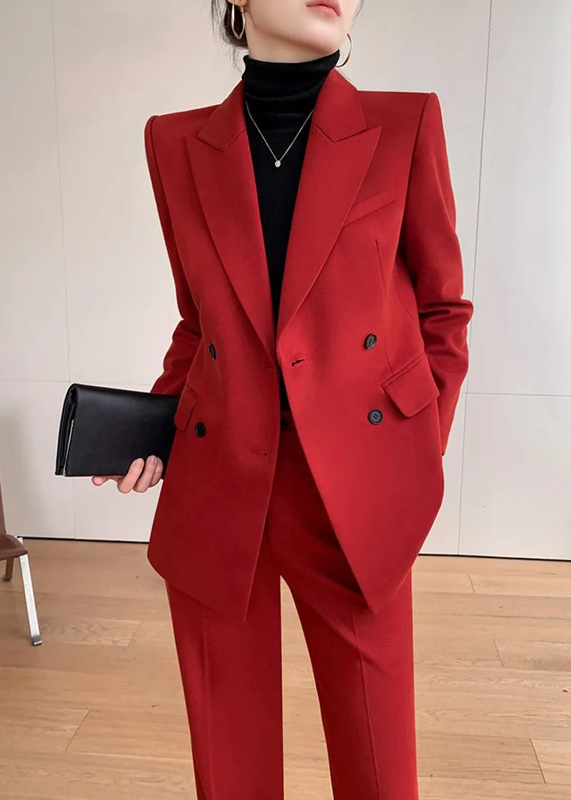 Double-breasted Blazer Pantsuit Set