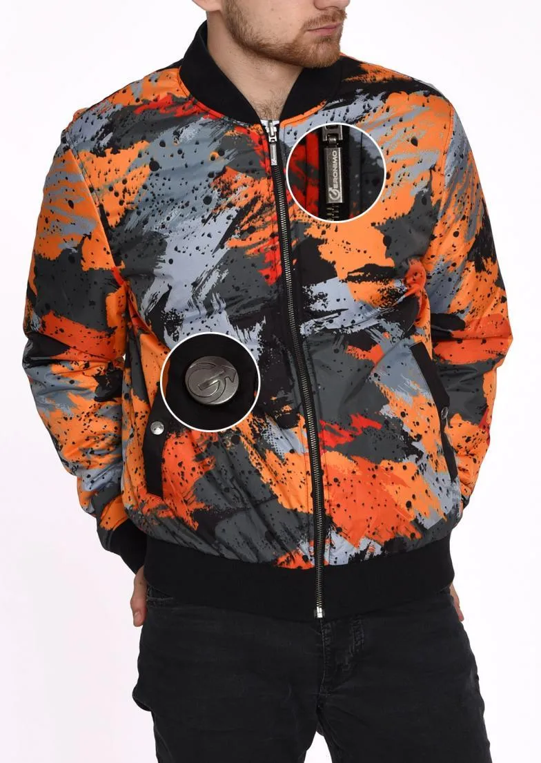 DOUBLE FACE BOMBER JACKET  ORANGE BRUSHES