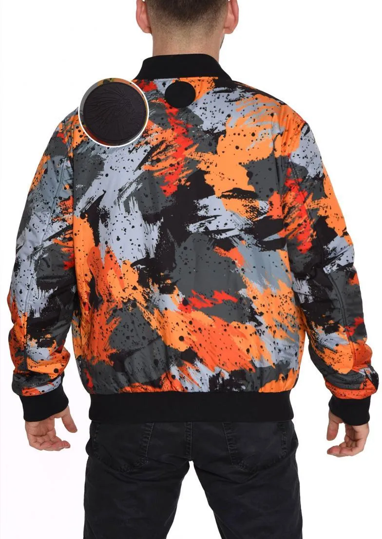 DOUBLE FACE BOMBER JACKET  ORANGE BRUSHES