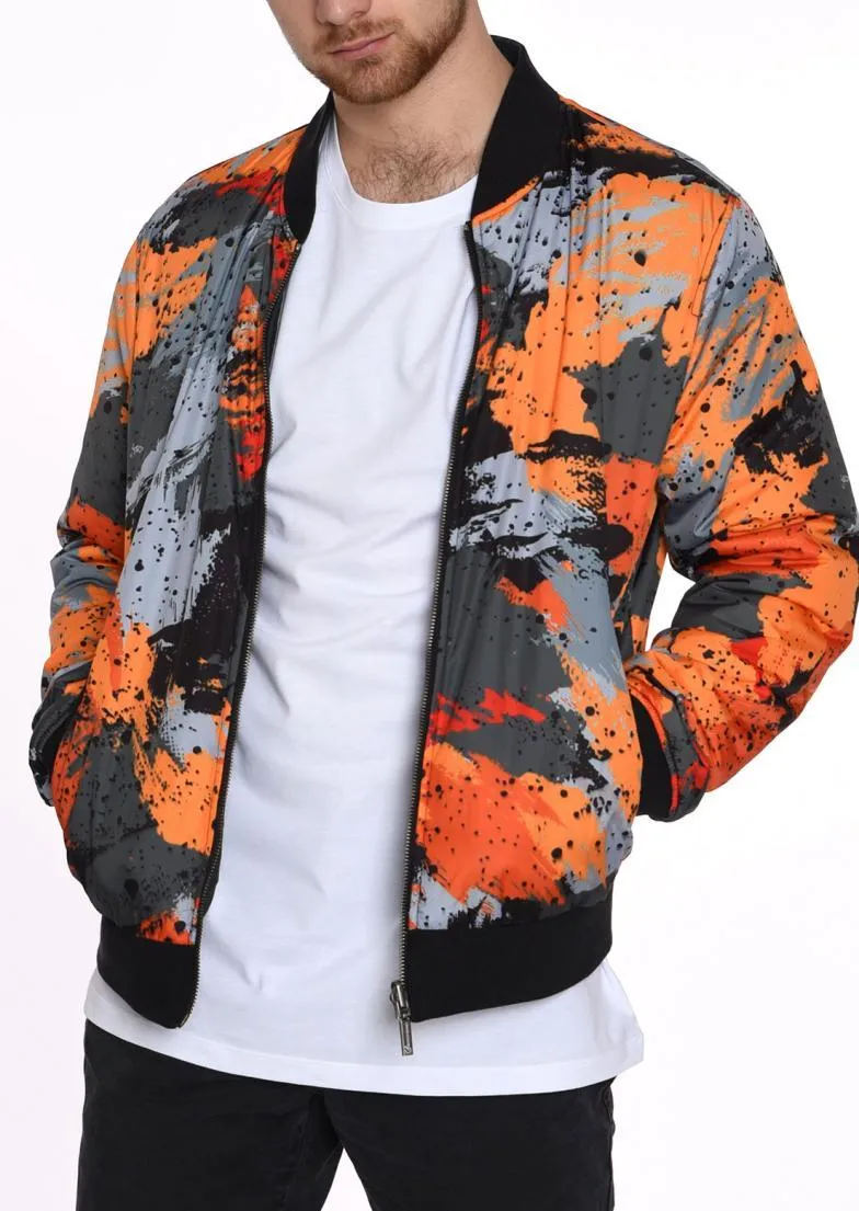 DOUBLE FACE BOMBER JACKET  ORANGE BRUSHES