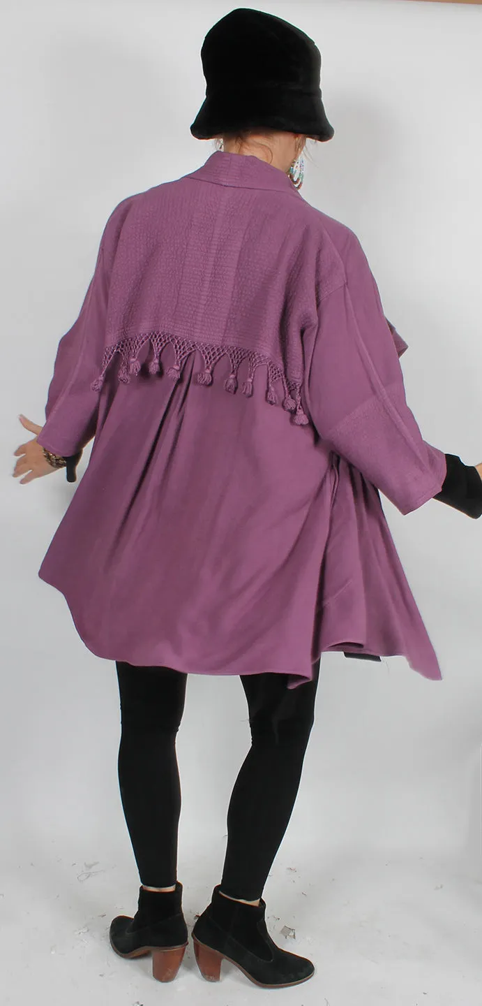 Dusky Purple Tienda ho Rachida Tassel Jacket Habba Moroccan Cotton Sml-3x