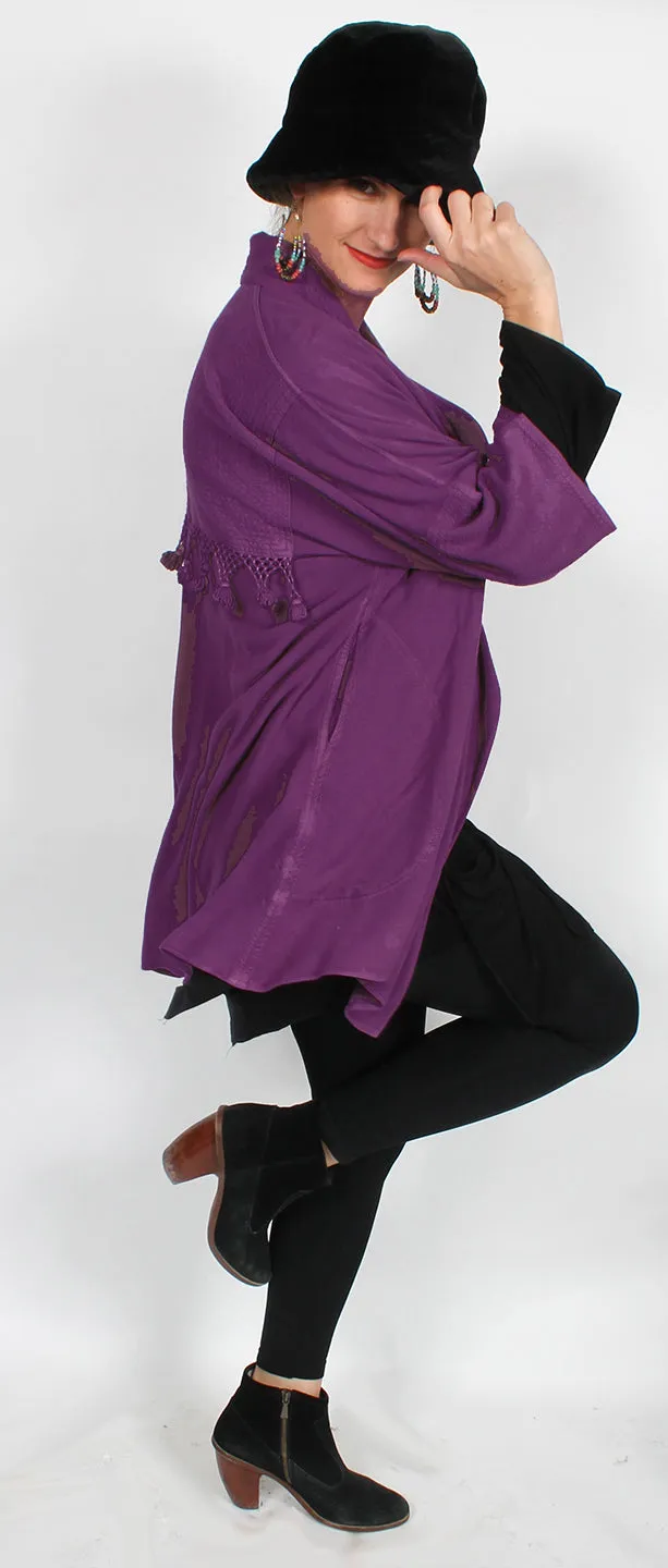 Dusky Purple Tienda ho Rachida Tassel Jacket Habba Moroccan Cotton Sml-3x