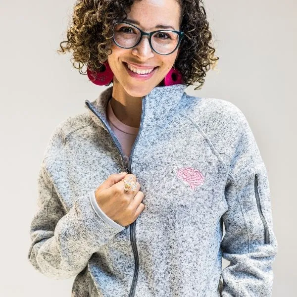 Embroidered Brain Full-Zip Sweater Fleece Jacket