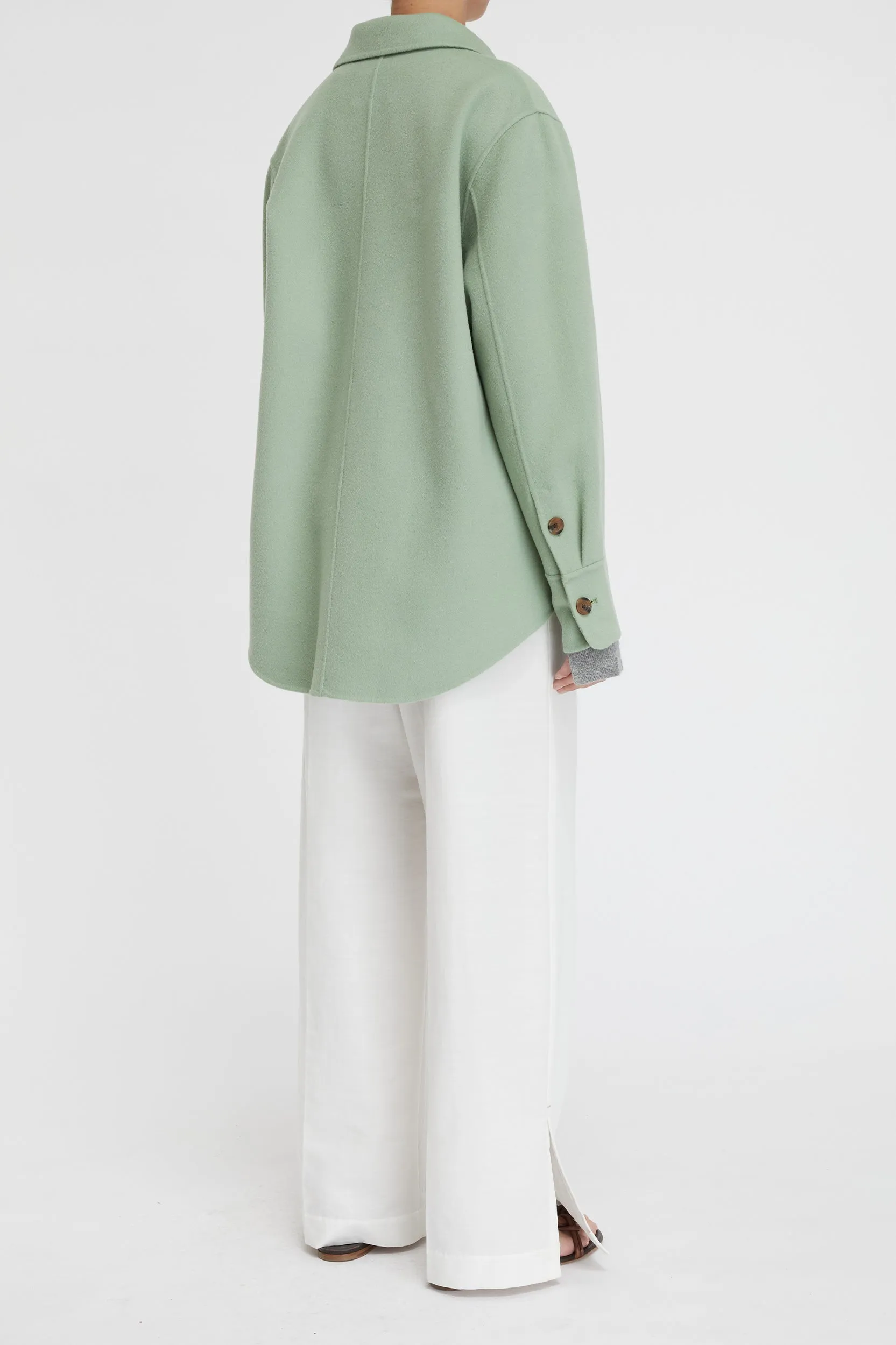 Florentine Cashmere Shirt Jacket in Seafoam