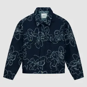 Flower Stitch Denim Jacket - Navy