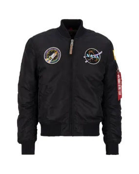 Alpha Industries Mens Bomber Jacket - MA-1 VF NASA Edition in Black Lilac