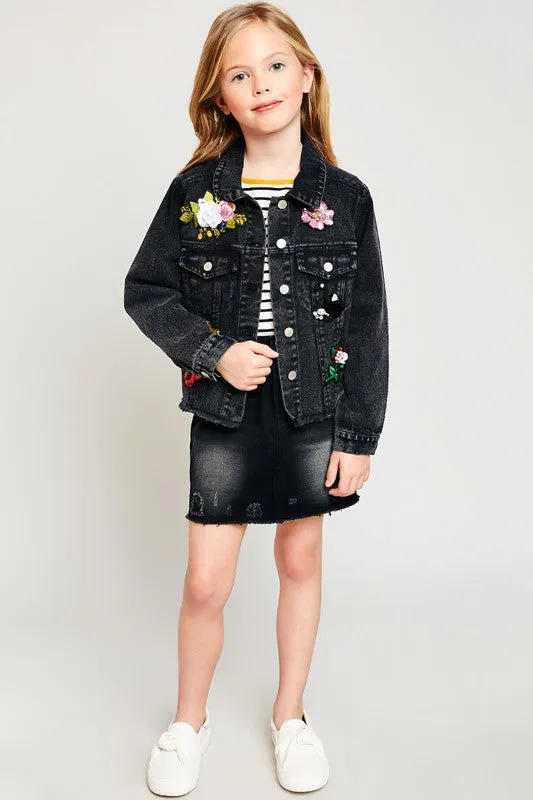 Girls Embellished Denim Jacket