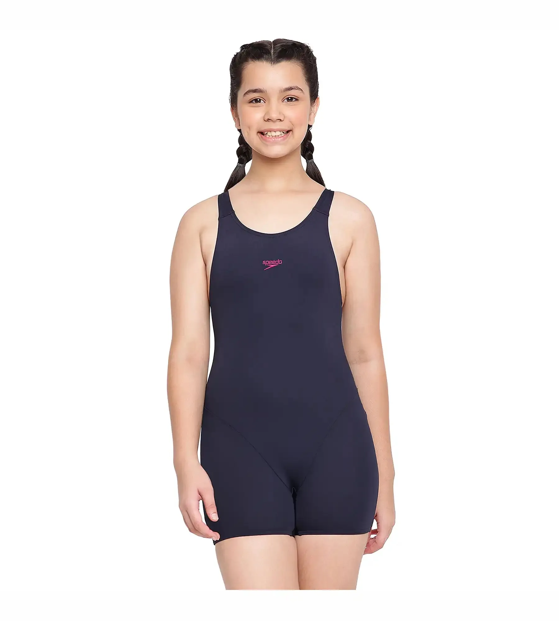 Girl's Essential Endurance  Legsuit Swimwear - True Navy & Berry