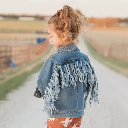 Girl's Shea Baby Denim Fringe Jacket