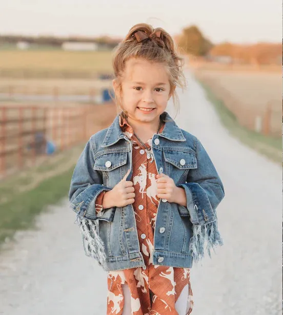 Girl's Shea Baby Denim Fringe Jacket