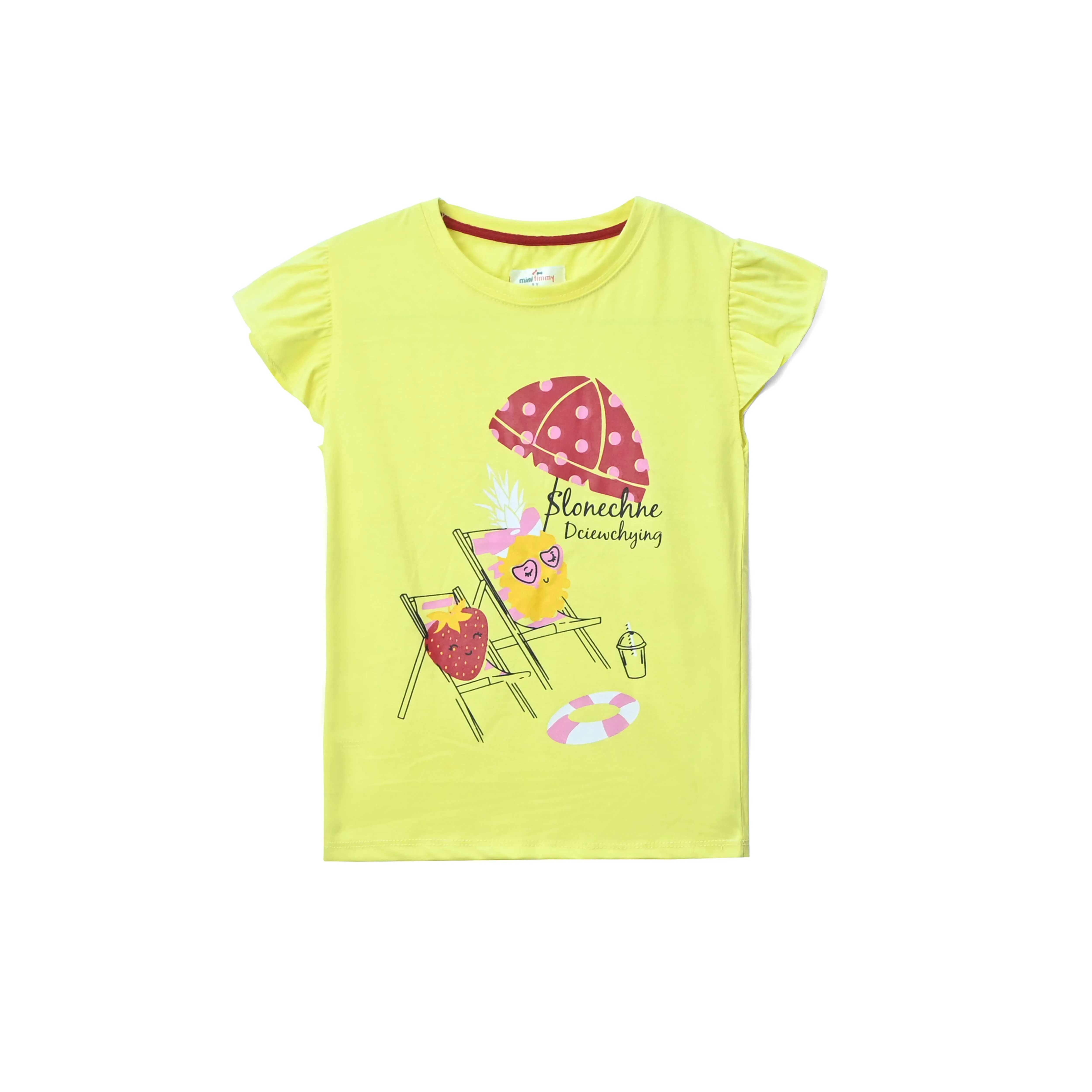 Girls Soft Cotton Graphic Frill Suit