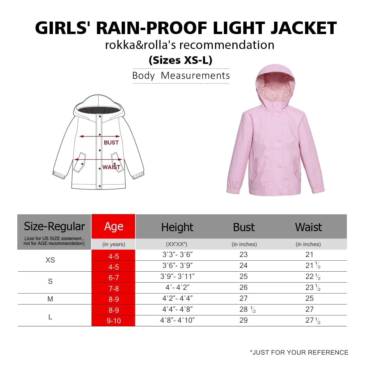 Girls' Waterproof Rubber Slicker Rain Jacket