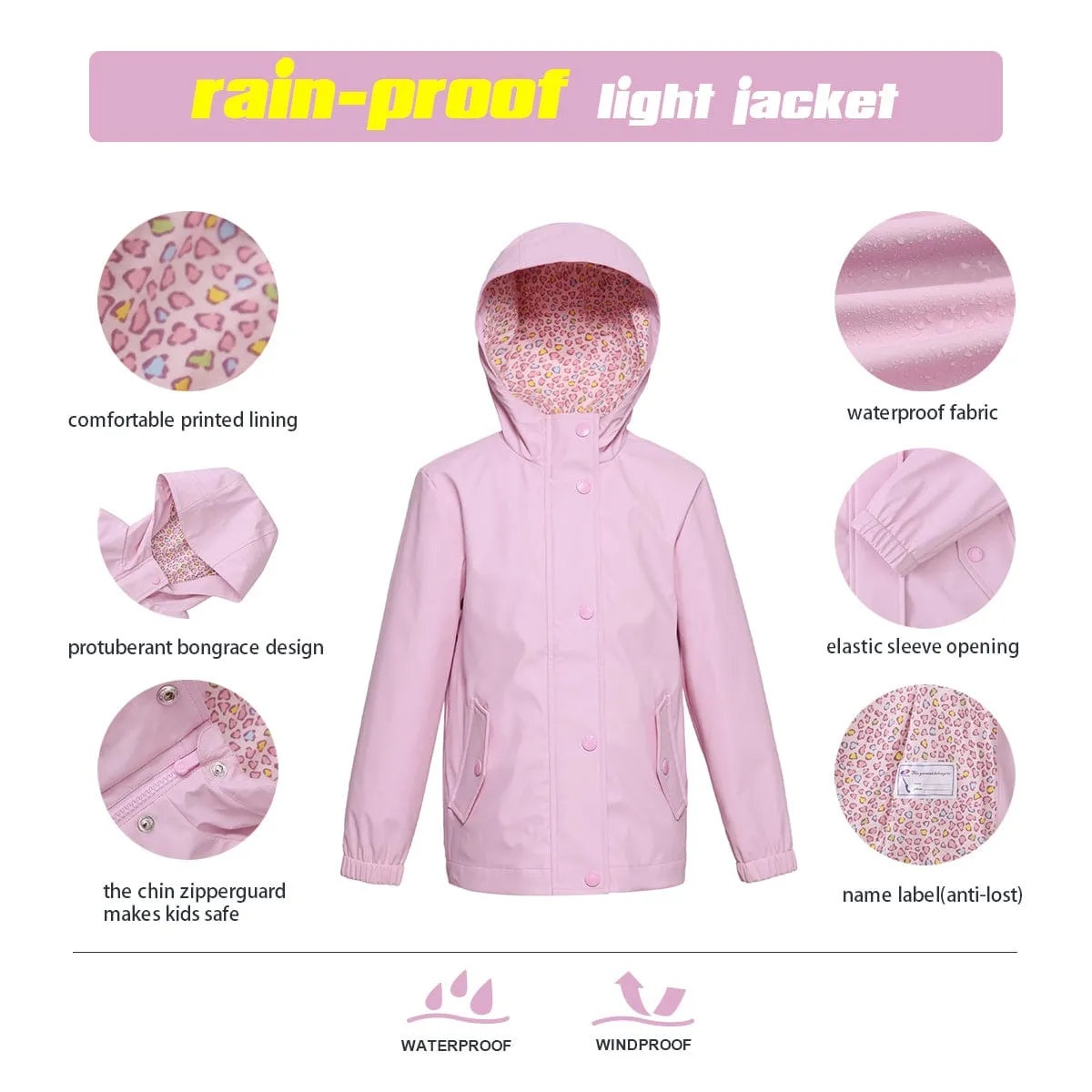 Girls' Waterproof Rubber Slicker Rain Jacket