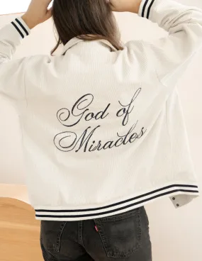 God of Miracles Ivory Bomber Jacket