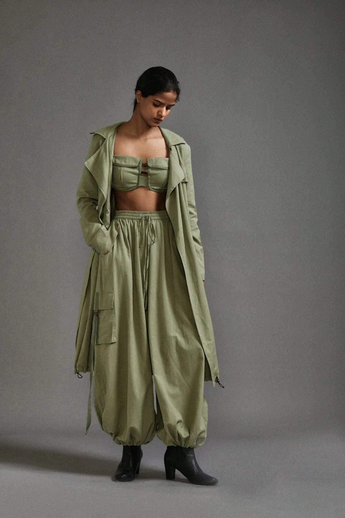 Green Safari Trench Jacket