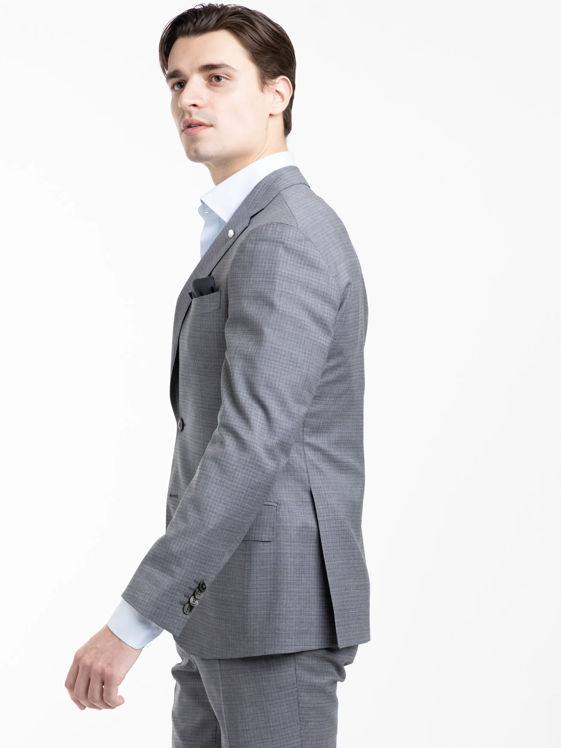 Grey Check Wool Suit