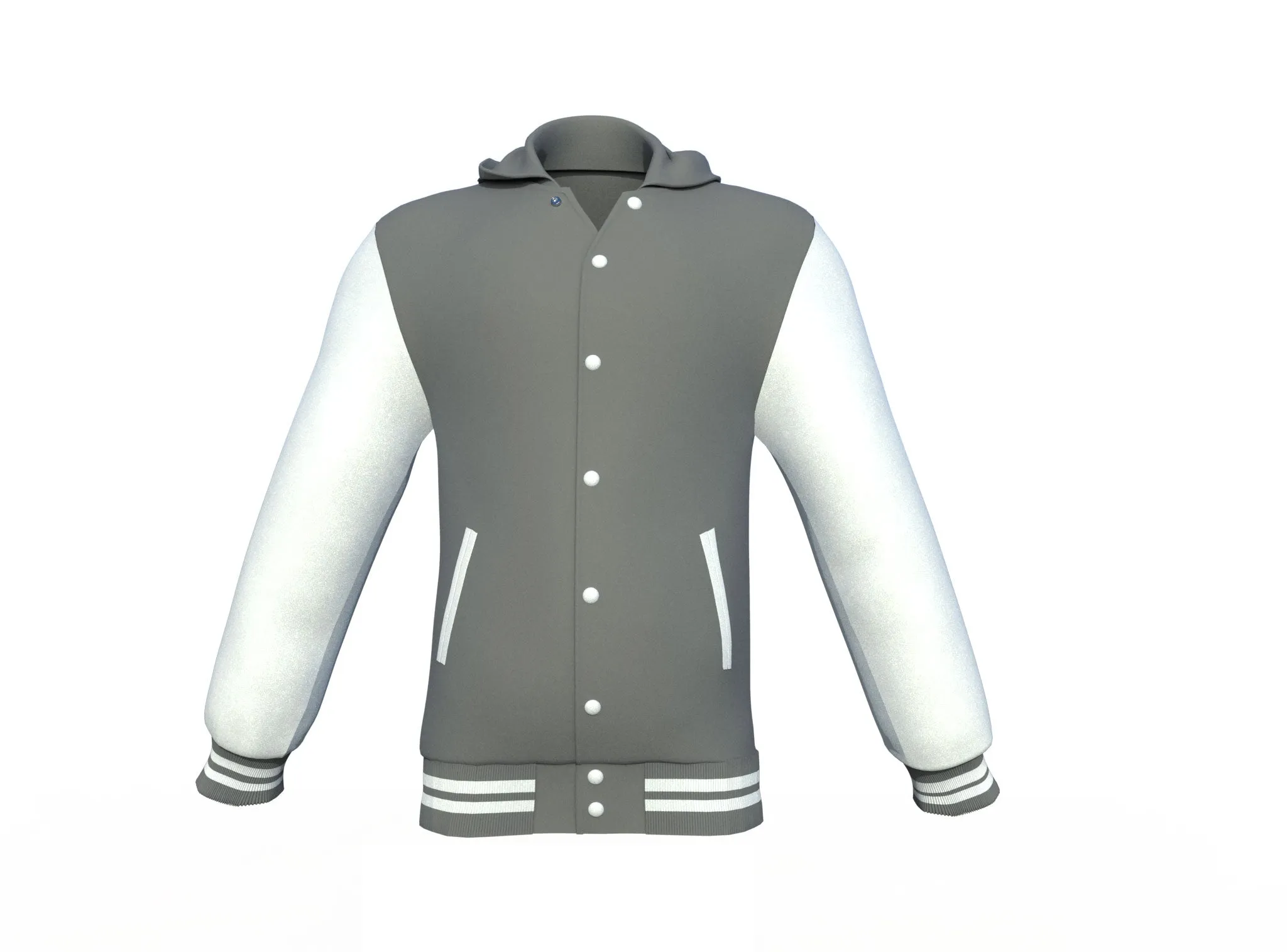 Grey Varsity Letterman Jacket with White Sleeves