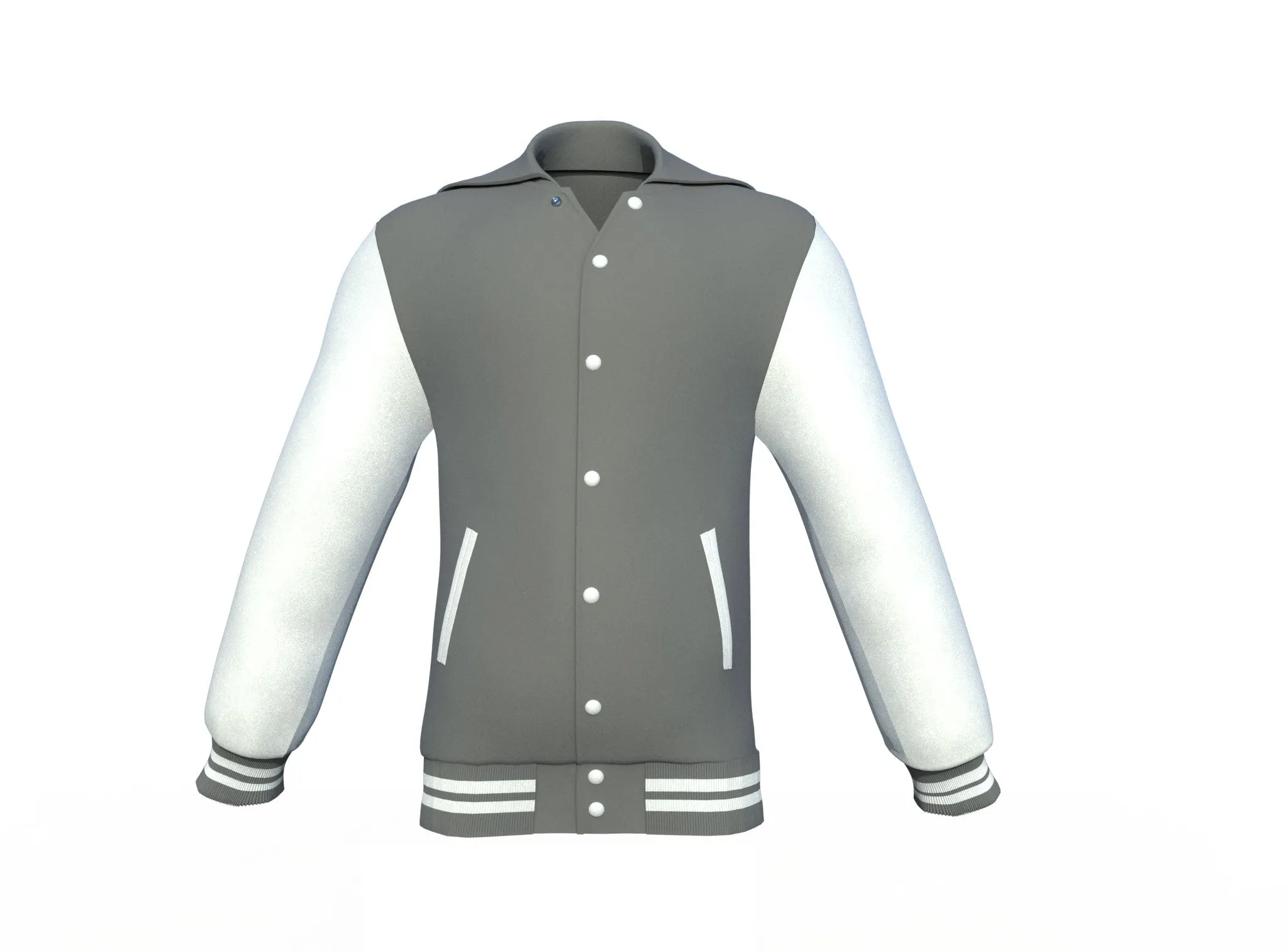 Grey Varsity Letterman Jacket with White Sleeves