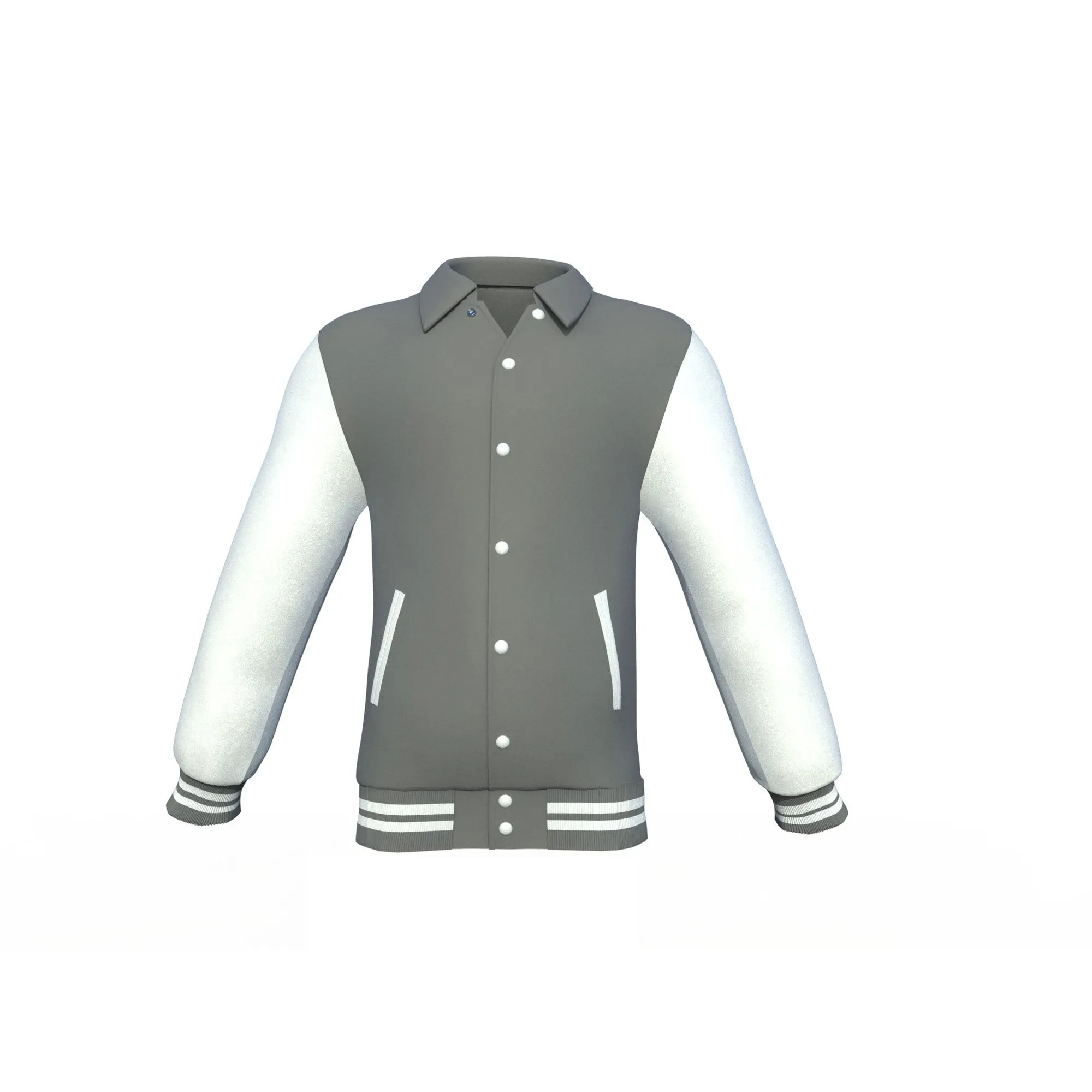 Grey Varsity Letterman Jacket with White Sleeves