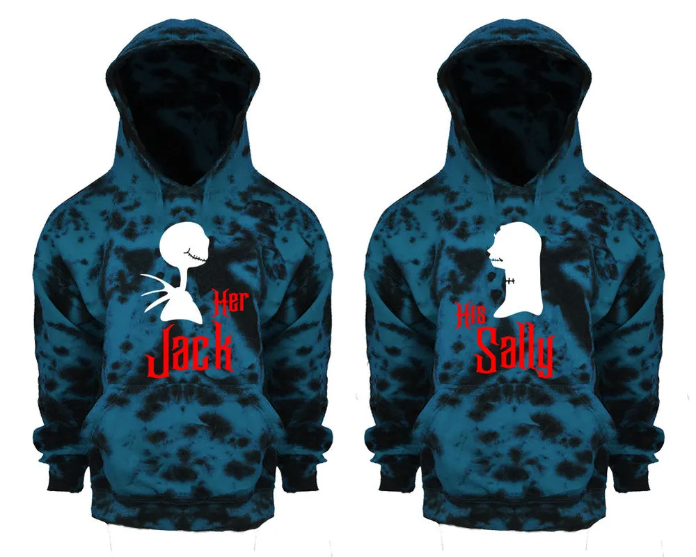 Her Jack His Sally Couple Tie Dye Pullover Hoodies, Matching Tie Dye Hoodies