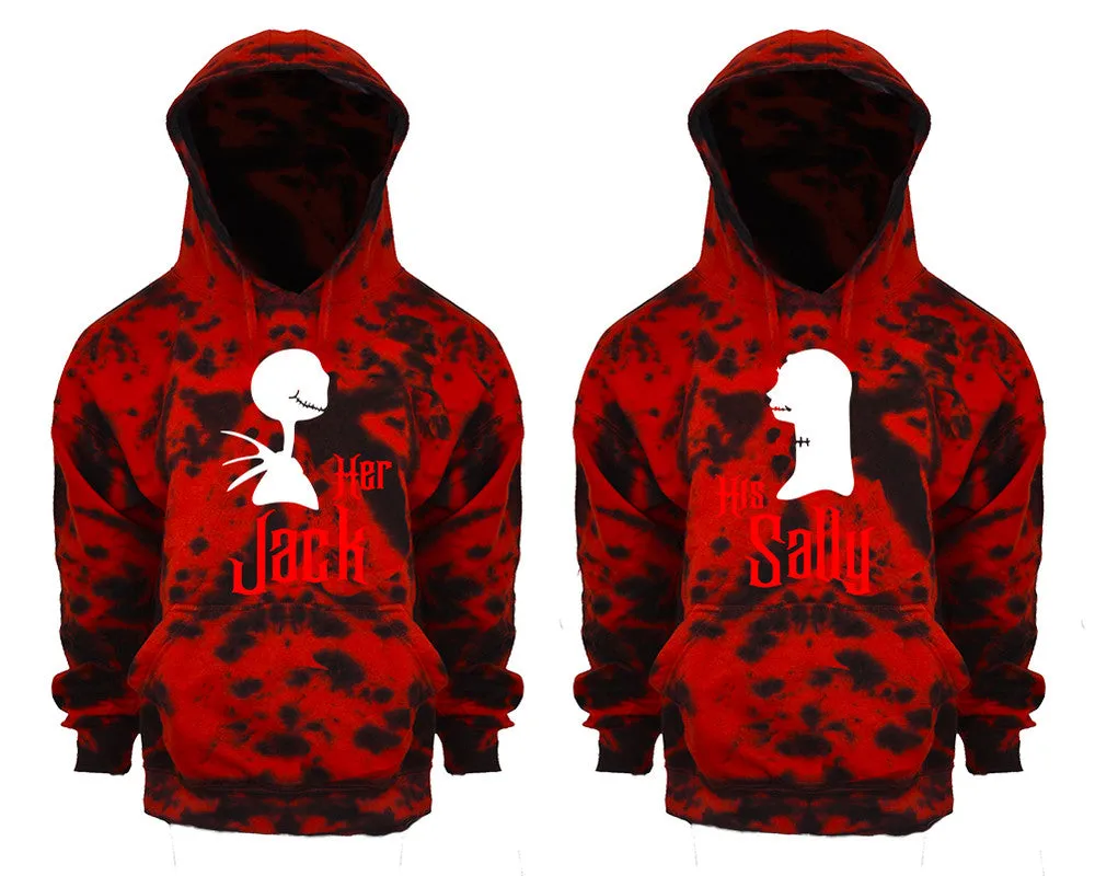 Her Jack His Sally Couple Tie Dye Pullover Hoodies, Matching Tie Dye Hoodies