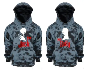 Her Jack His Sally Couple Tie Dye Pullover Hoodies, Matching Tie Dye Hoodies