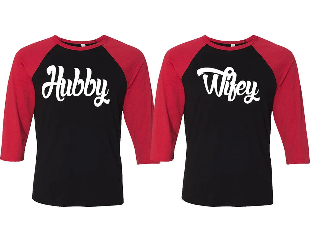 Hubby Wifey Couple Matching 3/4 Sleeve Baseball Shirts