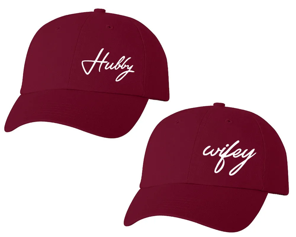 Hubby Wifey Couple Matching Baseball Caps, Couple Baseball Hats