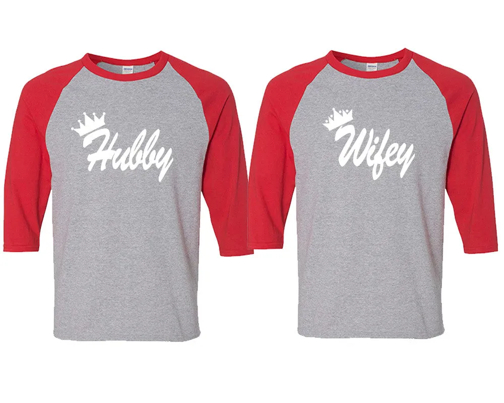 Hubby Wifey Couple Matching Baseball T Shirts