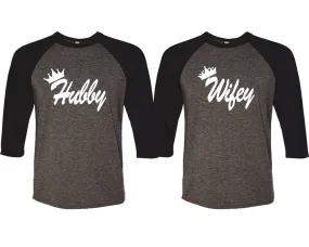 Hubby Wifey Couple Matching Baseball T Shirts