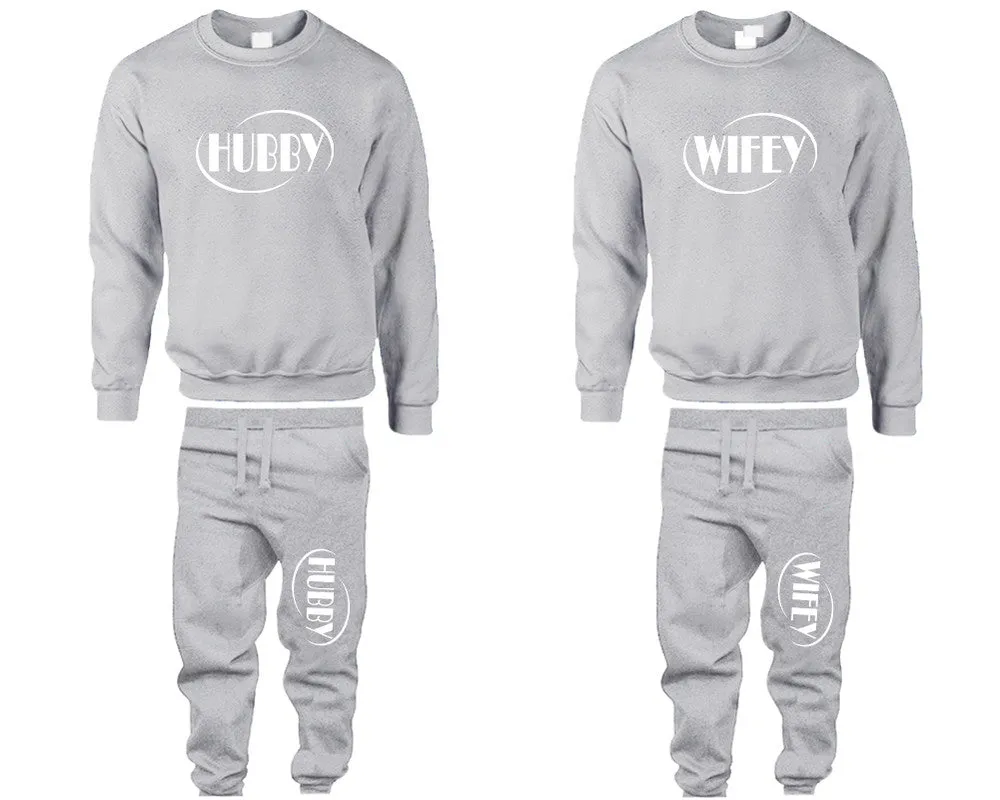 Hubby Wifey Couple Matching Top Bottom Set Sweaters and Jogger Pants