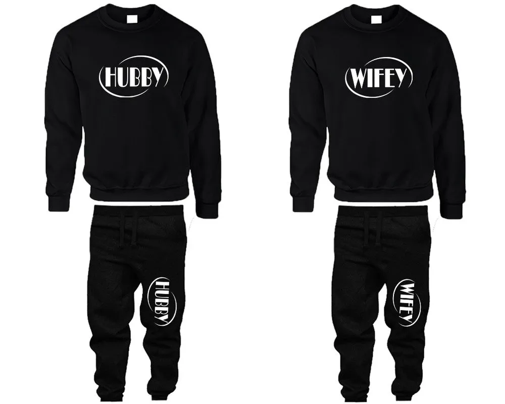 Hubby Wifey Couple Matching Top Bottom Set Sweaters and Jogger Pants