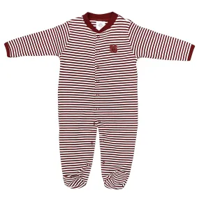 Interlocking M/S Striped Footed Romper