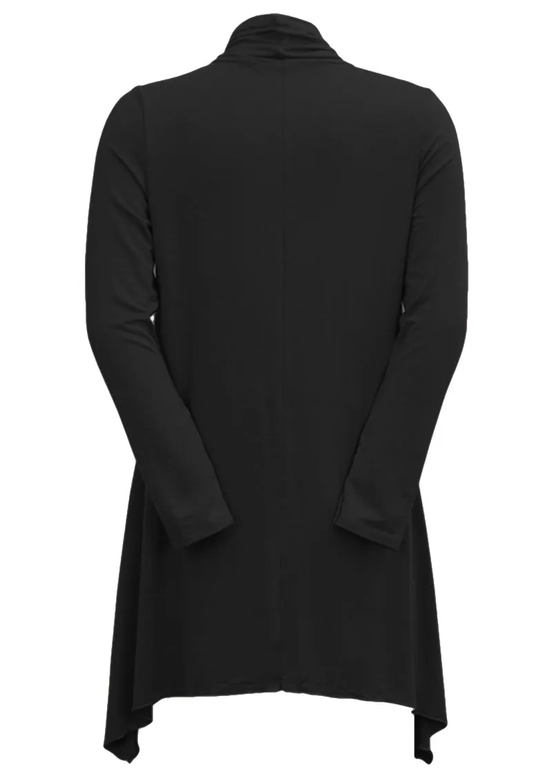 Irregular Hem Stretch Cardi Black